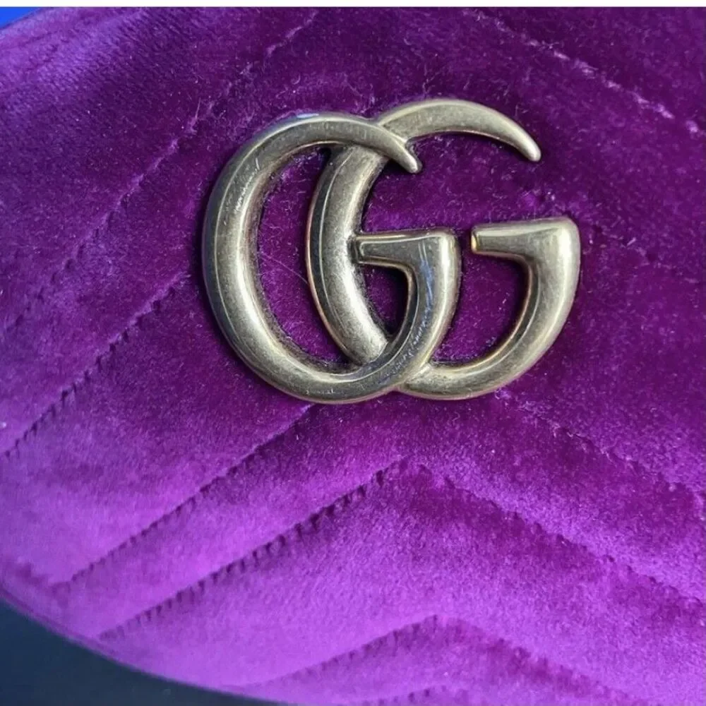 GUCCI G5 PURPLE MARMONT VELVET BELT BAG - Picture 3 of 6